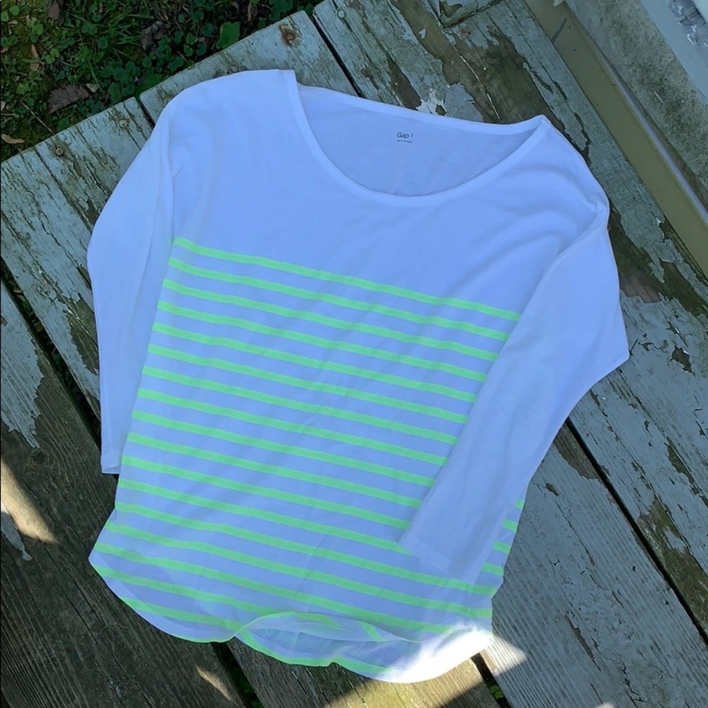 Gap Stripped Neon Yellow Top Small